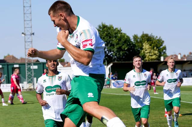 Goal celebrations and action from the Rocks' 1-0 Isthmian premier win over Hornchurch at Nyewood Lane | Pictures: Lyn Phillips and Trevor Staff