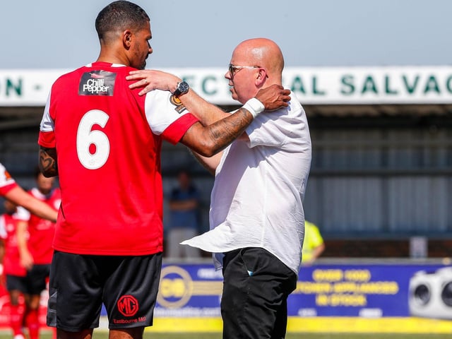 Action and goals from Eastbourne Borough's 4-3 home defeat to Bath City in National South at Priory Lane | Pictures: Nick and Lydia Redman