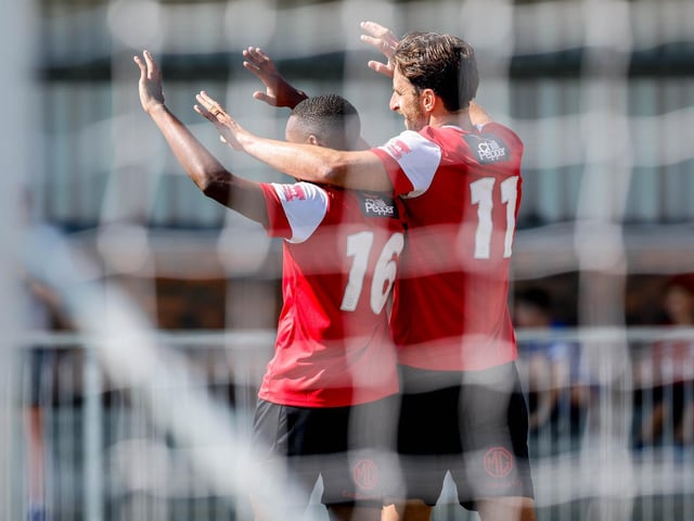 Action and goals from Eastbourne Borough's 4-3 home defeat to Bath City in National South at Priory Lane | Pictures: Nick and Lydia Redman