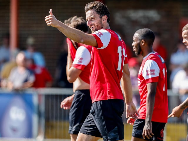 Action and goals from Eastbourne Borough's 4-3 home defeat to Bath City in National South at Priory Lane | Pictures: Nick and Lydia Redman