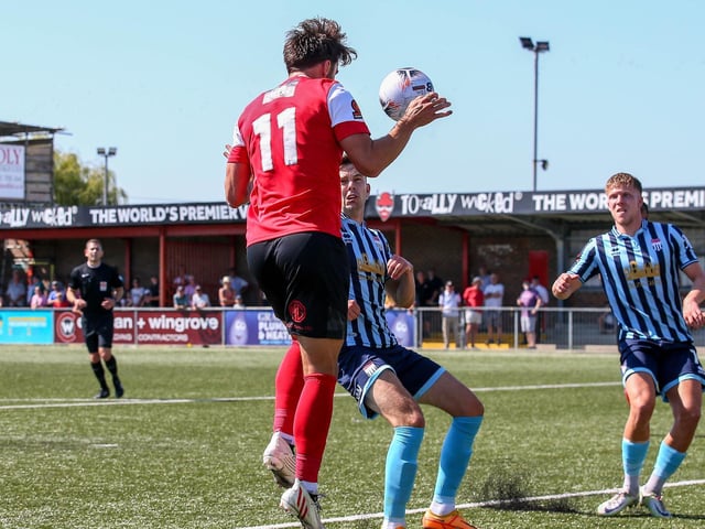 Action and goals from Eastbourne Borough's 4-3 home defeat to Bath City in National South at Priory Lane | Pictures: Nick and Lydia Redman