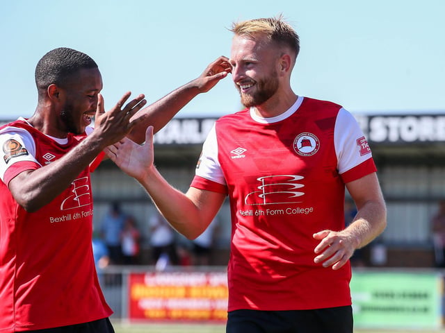 Action and goals from Eastbourne Borough's 4-3 home defeat to Bath City in National South at Priory Lane | Pictures: Nick and Lydia Redman