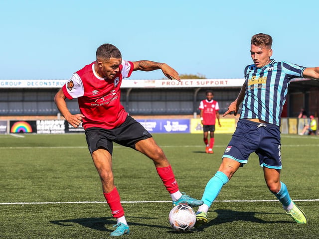 Action and goals from Eastbourne Borough's 4-3 home defeat to Bath City in National South at Priory Lane | Pictures: Nick and Lydia Redman