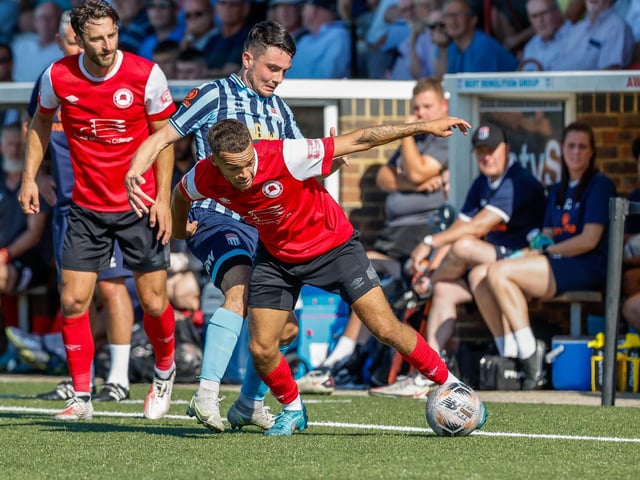 Action and goals from Eastbourne Borough's 4-3 home defeat to Bath City in National South at Priory Lane | Pictures: Nick and Lydia Redman
