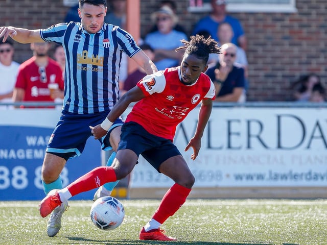 Action and goals from Eastbourne Borough's 4-3 home defeat to Bath City in National South at Priory Lane | Pictures: Nick and Lydia Redman