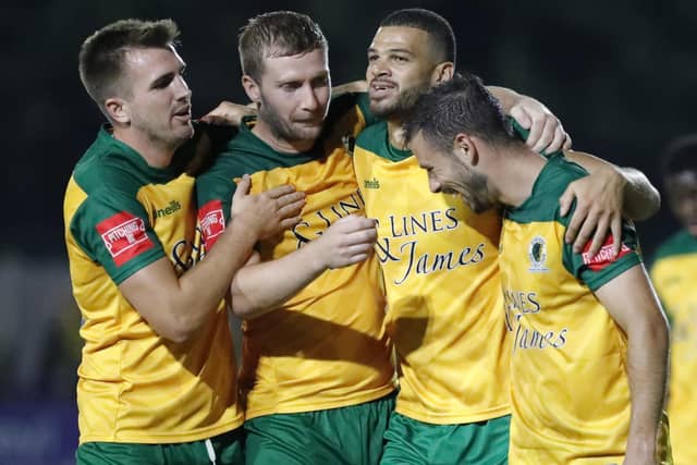 Action and celebrations from Horsham's 5-0 win at home to Corinthian-Casuals in the Isthmian premier division | Pictures: John Lines