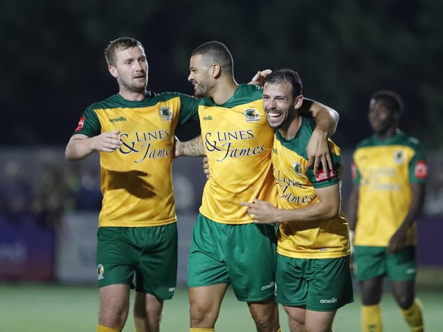 Action and celebrations from Horsham's 5-0 win at home to Corinthian-Casuals in the Isthmian premier division | Pictures: John Lines