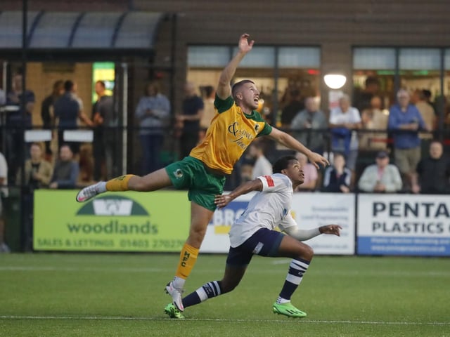 Action and celebrations from Horsham's 5-0 win at home to Corinthian-Casuals in the Isthmian premier division | Pictures: John Lines