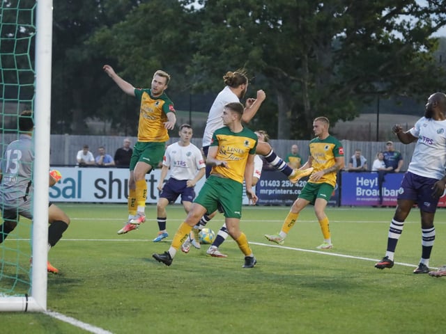 Action and celebrations from Horsham's 5-0 win at home to Corinthian-Casuals in the Isthmian premier division | Pictures: John Lines