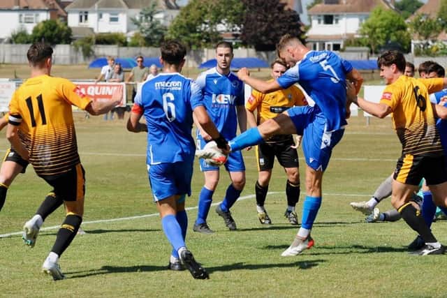 Littlehampton Town in action against Broadbridge Heath in the FA Cup - and they have started their league campaign with a win and a defeat | Picture: Stephen Goodger