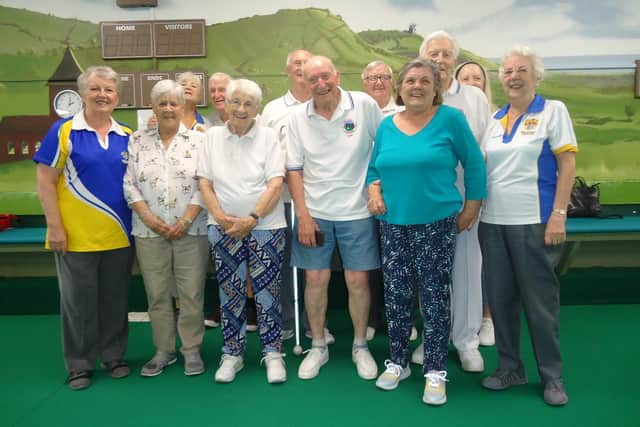 Les Fryer, centre, with the sight impaired bowlers and helpers from Worthing Pavilion Bowling Club