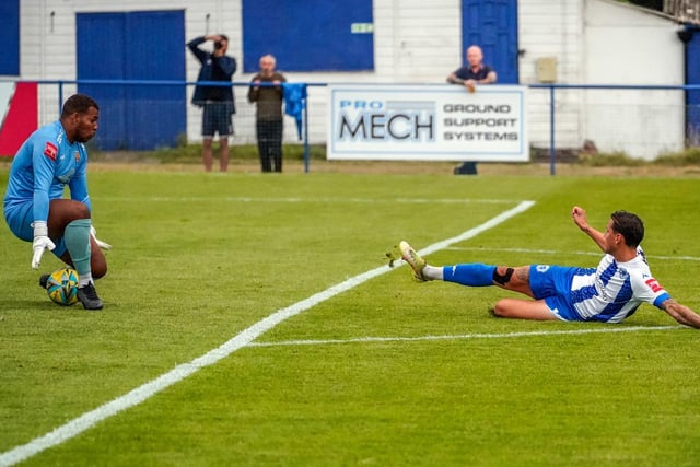 Action from the 2-2 draw between Haywards Heath Town and Lancing in the Isthmian south east division | Pictures: Ray Turner