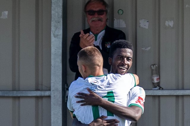 Action and goal celebrations from Bognor's 6-1 win at Aveley that took them top of the Isthmian premier table | Pictures: Trevor Staff