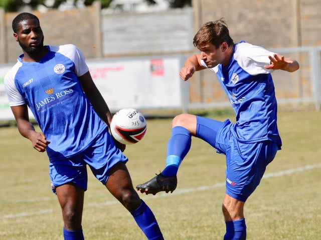 Action from Shoreham's 1-1 draw with Arundel at Middle Road | Picture: Stephen Goodger