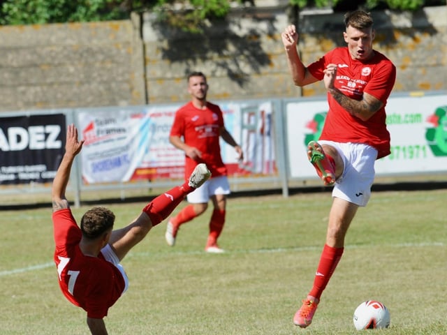 Action from Shoreham's 1-1 draw with Arundel at Middle Road | Picture: Stephen Goodger