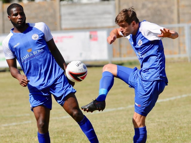 Action from Shoreham's 1-1 draw with Arundel at Middle Road | Picture: Stephen Goodger