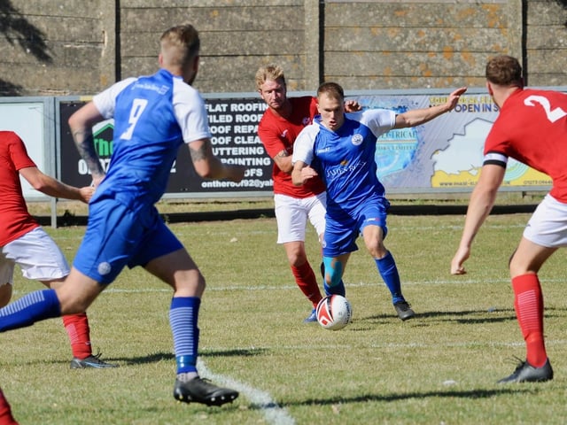 Action from Shoreham's 1-1 draw with Arundel at Middle Road | Picture: Stephen Goodger