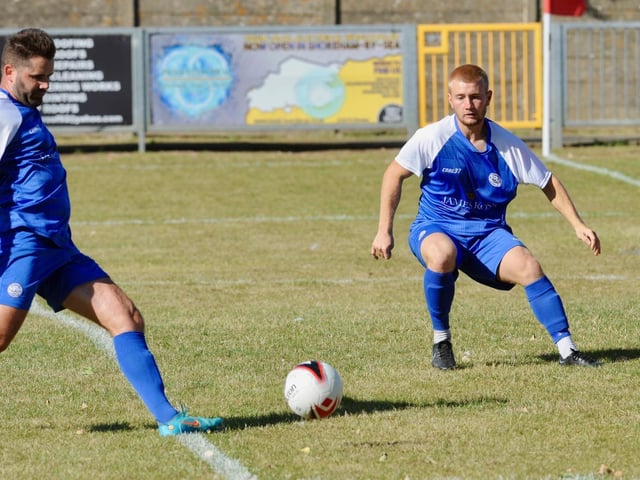 Action from Shoreham's 1-1 draw with Arundel at Middle Road | Picture: Stephen Goodger