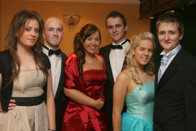 Pupils and partners arriving for the St.Brigid's College, Carnhill, annual formal held at the Everglades Hotel.  From left are Karen Coyle, Barry Halpenny, Donna Carlin, Keith Donnelly, Ursula Friel and Peter Griffin.  (0312T06).