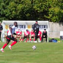 Horsham YM in recent action against Haywards Heath Town | Picture: Tim Hewlett