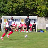Horsham YM in recent action against Haywards Heath Town | Picture: Tim Hewlett
