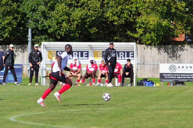 Horsham YM in recent action against Haywards Heath Town | Picture: Tim Hewlett