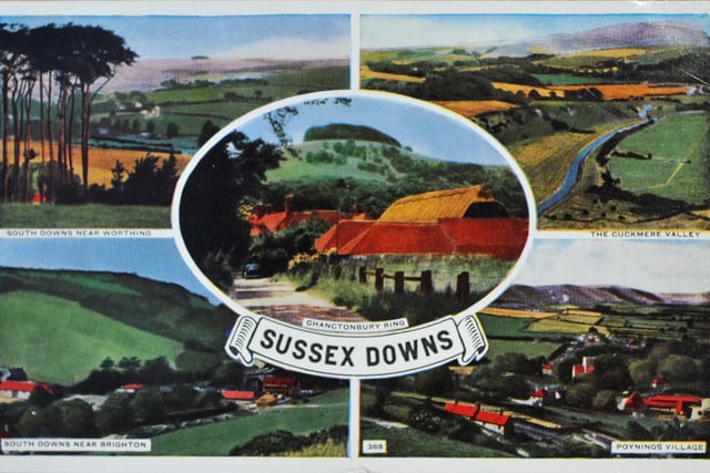 South Downs postcard featuring Poynings