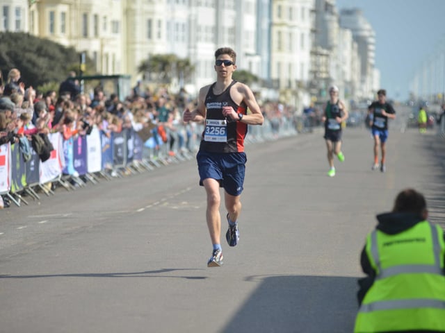 Images from the finish area at the 2026 Hastings Half Marathon