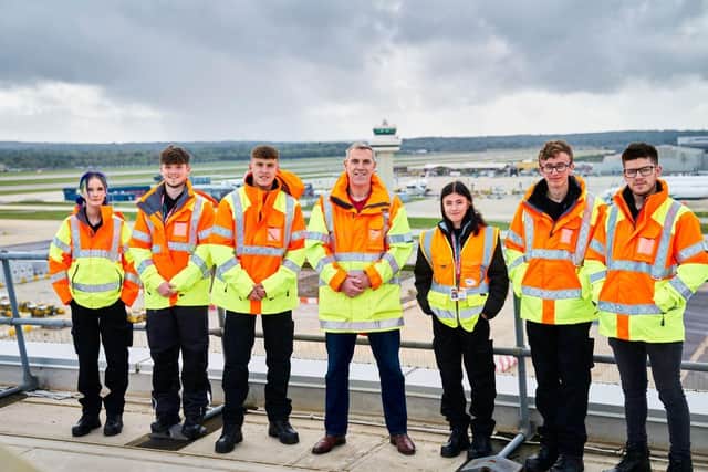 Dave White, Apprentice Development Lead at Gatwick Airport, with apprentices