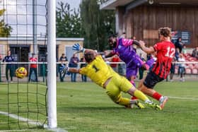 Action from Eastbourne Borough's FA Cup win at Thame United. Picture by Lydia Redman
