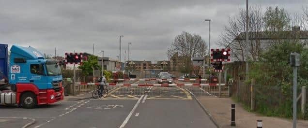 The fire was reported at the railway crossing by Eastern Avenue, Shoreham. Photo: Google Street View