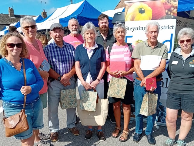 Judges Steyning Farmers Market organiser Lou Crush and Rushfields Plant Centre director Kathryn Hillman with the allotments competition winners