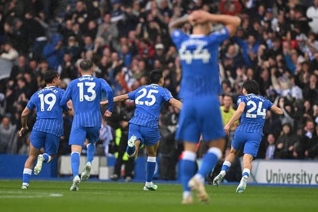 Brighton fans had the last laugh after being taunted about their club’s lack of major silverware by followers of bitter rivals Crystal Palace, on a remarkable afternoon at the Amex Stadium. (Photo by Mike Hewitt/Getty Images)