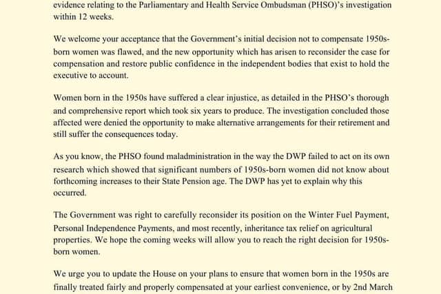 The major cross-party letter calling on the government to finally deliver compensation.
