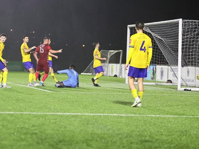 Action from Worthing FC's 4-0 win at Lancing FC in the third round of the Sussex Senior Cup