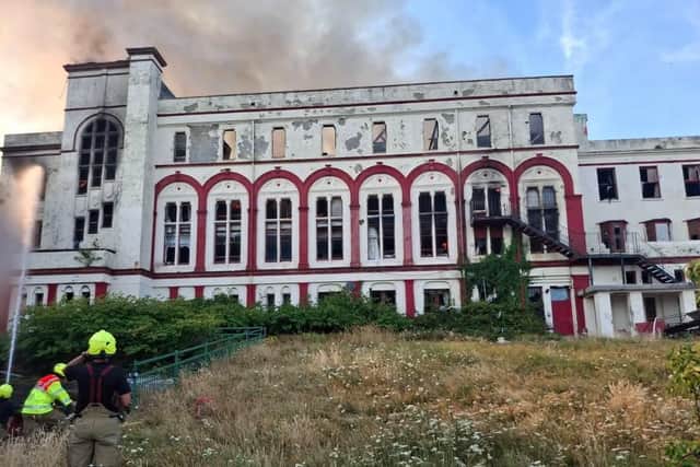 Firefighters at the scene of the blaze at the former convent site in Magdalen Road, St Leonards. Picture: East Sussex Fire and Rescue Service
