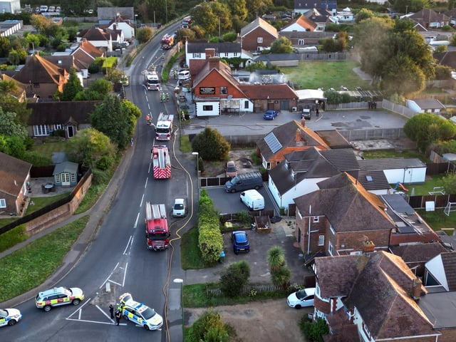 West Sussex Fire and Rescue Service reported at 6.20am that it was ‘dealing with a fire’ at The Windmill Inn, Mill Lane in Rustington.