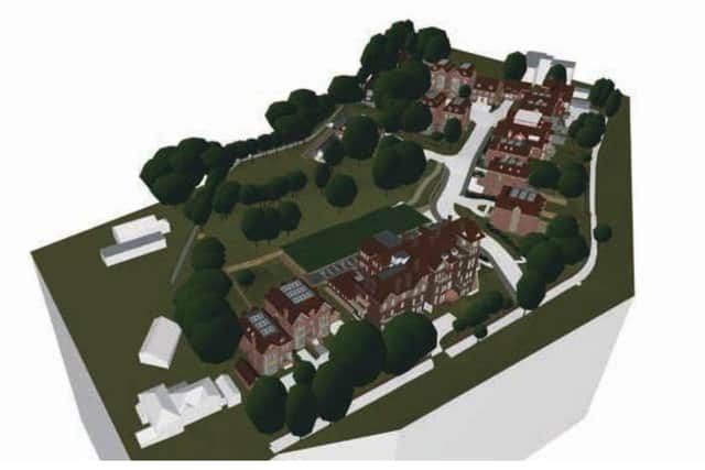 Aerial impression of the redevelopment of the former school site in Eastbourne