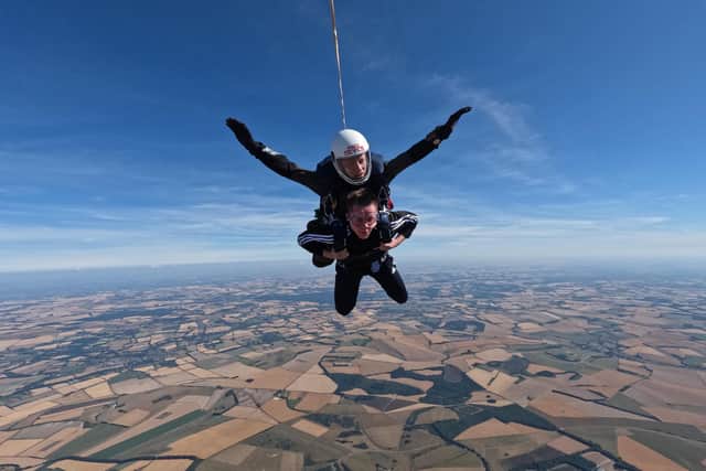 Tate Stowell, 17, was the youngest skydiver taking part