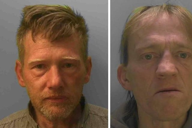 Three people have been sentenced following an operation aimed to disrupt drug-dealing in Bognor Regis. Stephen Lawson (left), Leon Stanford (right) and Kerry Grzegorz were each arrested on separate occasions in summer 2020 in connection with the possession and supply of Class A drugs. Lawson, 50, of Beach Road, Littlehampton, was sentenced to 43 months’ imprisonment; Stanford, 51, of Annandale Avenue, Bognor Regis, was sentenced to 33 months’ imprisonment; and Grzegorz, 45, also of Annandale Avenue, Bognor Regis, was sentenced to 22 months’ imprisonment, suspended for two years. They came to attention after a local PCSO raised concerns about drug-dealing at hot spots in the town centre. In response to this, Sussex Police’s Tactical Enforcement Unit (TEU) carried out high visibility and plain-clothed patrols aimed to crack down on the issue. On June 3, 2020, Stanford was arrested after TEU officers found him in possession of four wraps of low purity crack cocaine and four wraps of low purity heroin, as well as a wallet containing £255 cash, in Hothampton car park. On June 27, 2020, police in plain clothes witnessed suspicious activity in Crescent Road. Stanford and Grzegorz engaged with two unknown men and were subsequently searched. The search was negative and they were allowed on their way. However, just 30 minutes later, the pair were seen in a secluded area of Hotham Park interacting with another man, identified as Lawson. All three were stopped by TEU officers, and 143 wraps of crack cocaine and heroin as well as £745 cash were located. All three were arrested on suspicion of possession with intent to supply Class A drugs. Then on July 2, 2020, police received a tip-off about drug-dealing in Waterloo Square. Local Neighbourhood Policing Team officers attended, and found Stanford and Grzegorz both in possession of disposable coffee cups, which contained a total of approximately 200 wraps of suspected Class A drugs. Stanford also had £640 cash on him.