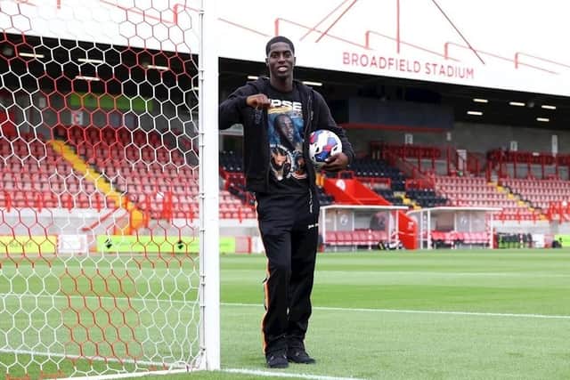 Debutant Tobi Omole wants Crawley Town to ‘look at the good things, not just the negatives’ following Saturday’s opening day defeat at Carlisle United. Picture courtesy of Crawley Town FC