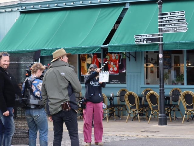 Film crews were in Hastings on Friday. Picture by Kevin Boorman