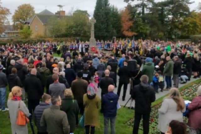 The annual Remembrance Day Parade and Service in Horley  culminated at the tranquil Memorial Gardens. Picture: Horley Council