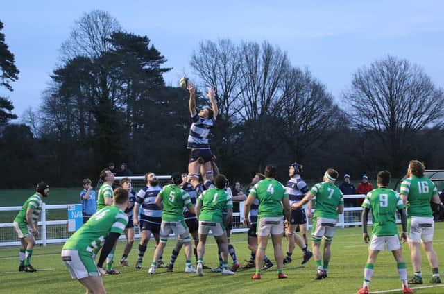 Chichester's Zac Conley reaching for the ball at the lineout | Picture: Alison Tanner