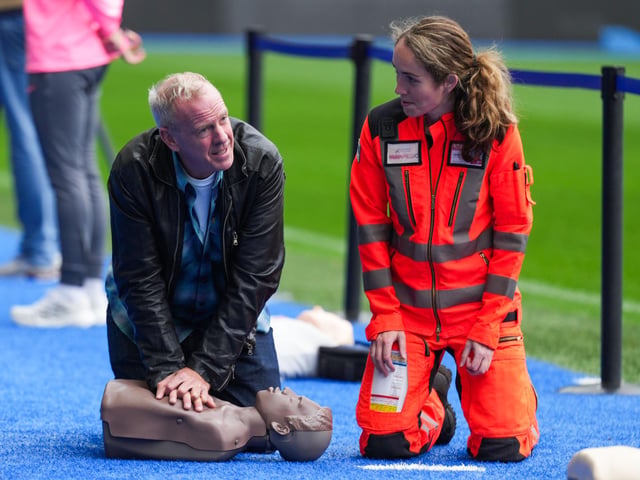 Music legend Fatboy Slim does CPR training at Amex Stadium ahead of Restart A Heart Day
