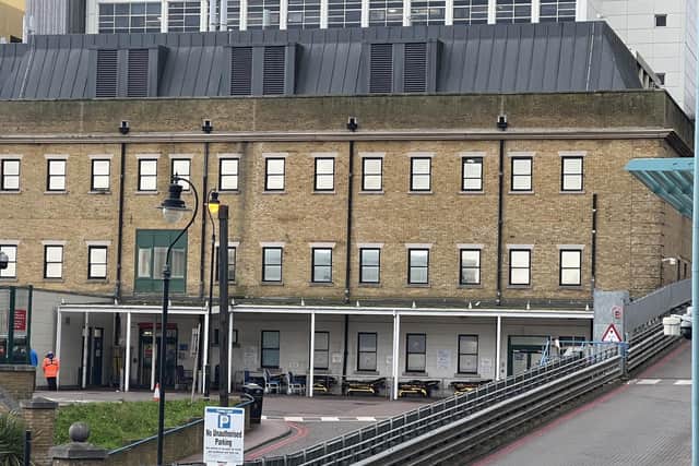 A rare sight of A&E ramps devoid of ambulance vehicles at Brighton's hospital. Photo: Eddie Mitchell