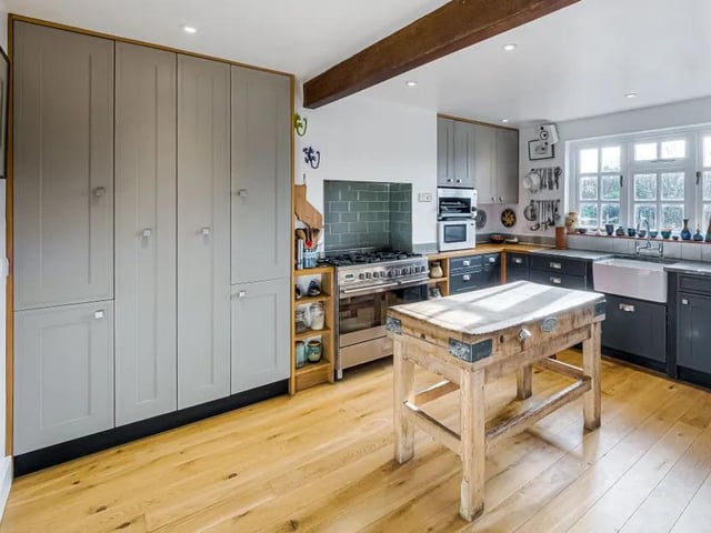 The exposed beams give the property a real sense of character