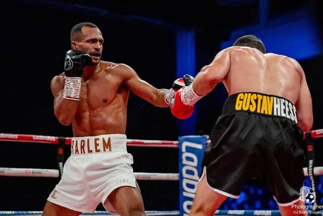Harlem Eubank in action against Timo Schwarzkopf by DJ Slotty Images