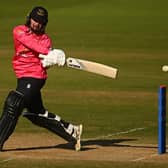 Oli Carter plays a shot during the successful Sussex run chase at Somerset (Photo by Harry Trump/Getty Images)