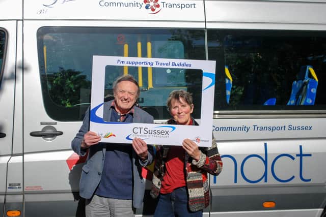 Actors James Bolam and his wife Sue Jameson helped to launch a new 'Travel Buddy' scheme in Horsham